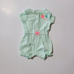 Child of Mine Carter’s 0-3M Green Strawberry Rainbow Romper Baby Girl Outfit